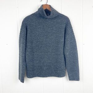 Madewell Wool Blend White Flecked Gray Turtle Neck Cropped Sweater Size Small